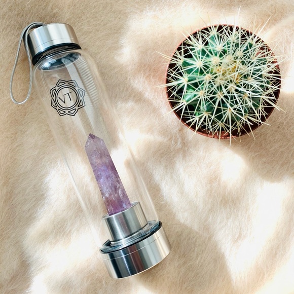 Other - Glass Water Bottle With Crystal